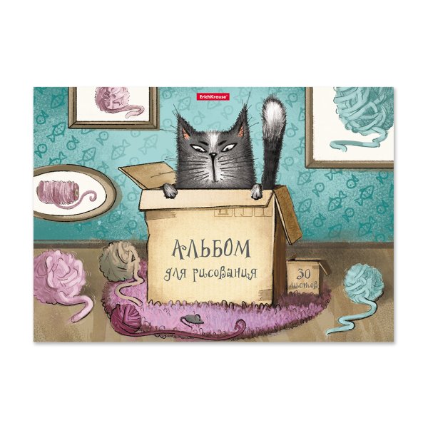 Альбом для рисования &quot;Cat &amp; Box&quot;, А4, 30 листов