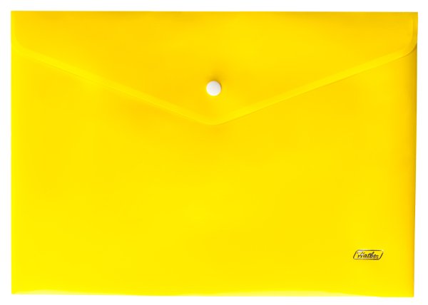 Папка-конверт на кнопке, 240х215 мм, 180 мкм, желтая