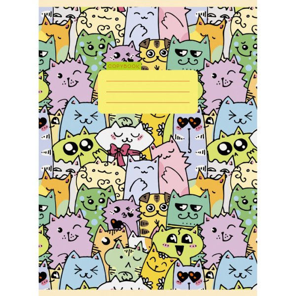 Тетрадь для конспектов &quot;Разноцветные коты&quot;, А4, 48 листов, клетка