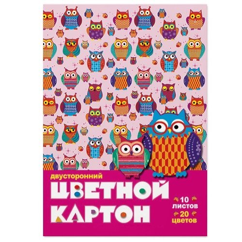 Картон цветной &quot;Мультики&quot;, А4, 10 листов, 20 цветов