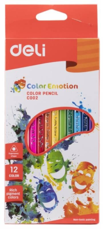 Карандаши цветные Color Emotion, 12 цветов, трехгранные, в ассортименте