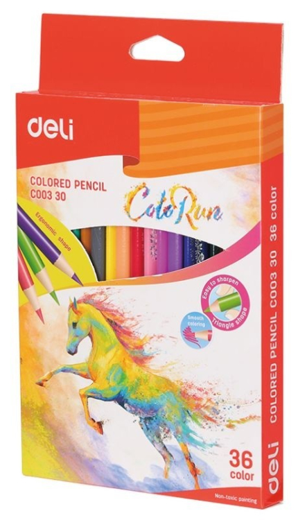 Карандаши цветные Deli &quot;ColoRun&quot;, тополь, 36 цветов