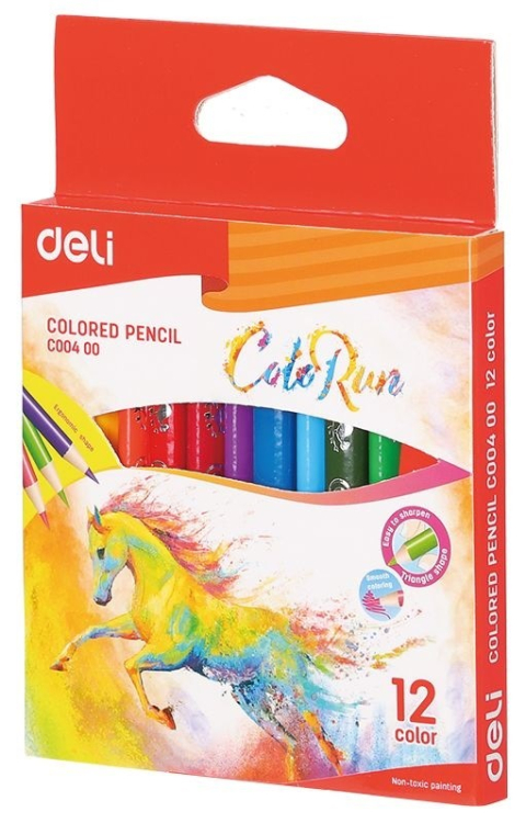 Карандаши цветные &quot;ColoRun&quot;, короткие, трехгранные, 12 цветов