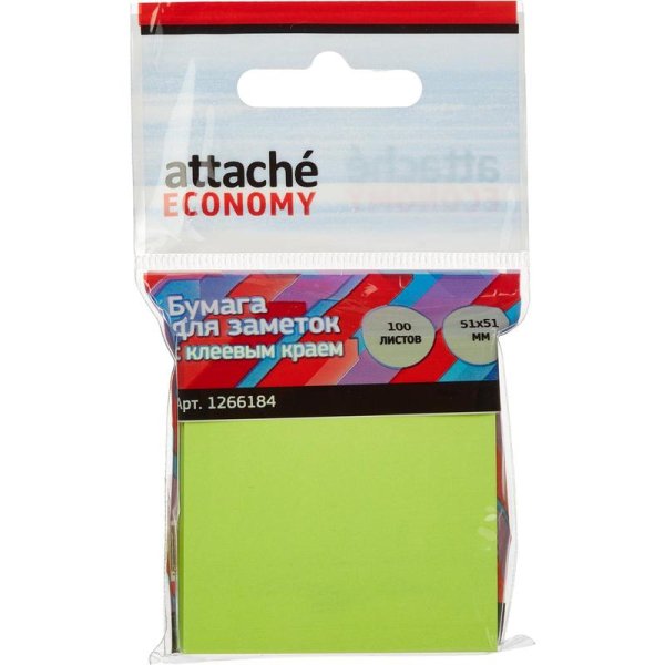Стикеры &quot;Attache Economy&quot;, 51x51 мм, 100 листов, неоновый зеленый