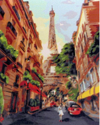 Картина по номерам на холсте с подрамником Прогулка по Парижу