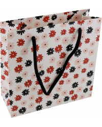 Пакет подарочный Sent, черные и красные цветы