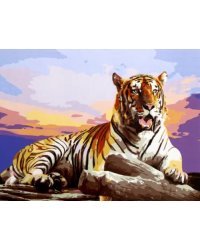 Холст с красками &quot;Палитра. Рисование по номерам. Большой тигр на закате&quot;, 40х50 см