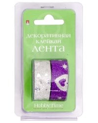 Декоративная клейкая лента с глиттером, 15 мм x 5 метров, 2 штуки, арт. 2-439/05