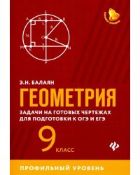 Геометрия. 9 класс. Задачи на готовых чертежах для подготовки к ЕГЭ и ОГЭ. Профильный уровень