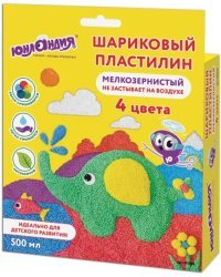 Пластилин шариковый. Юник в зоопарке со слоном, 4 цвета по 125 мл, мелкозернистый, незастывающий