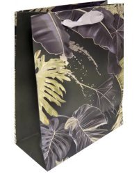 Пакет подарочный &quot;Роскошные тропики&quot;, черный, 18х24х8,5 см