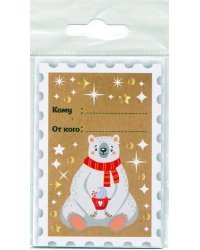 Набор новогодних бирок-открыток &quot;Белый мишка&quot;, 4 штуки, арт. 86696