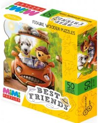 Фигурный деревянный пазл. Best friends, 50 деталей