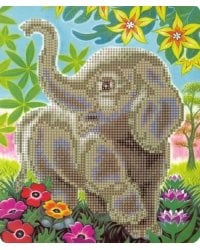 Алмазная мозаика с мольбертом &quot;Слон в саду&quot; (21х25 см) (M-10338)