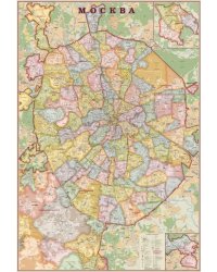 Настенная карта Москвы (1,07х1,57 м, в стиле &quot;экодизайн&quot;)