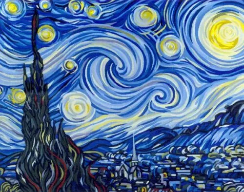 Картина по номерам на холсте с подрамником. Винсент ван Гог. Звёздная ночь