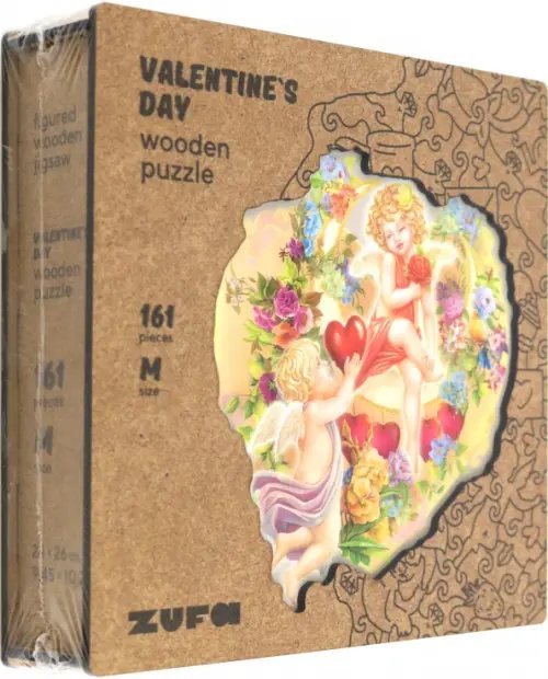 Деревянный пазл с двухслойной крышкой День святого Валентина, 161 деталь