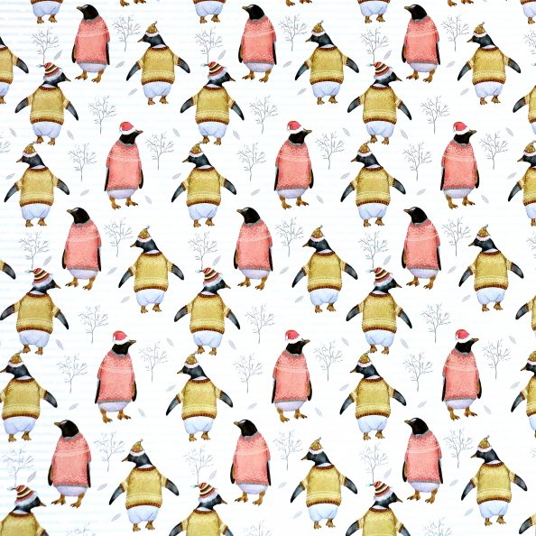 Бумага оберточная Пингвины