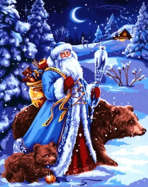 Картина по номерам на холсте с подрамником Дед Мороз