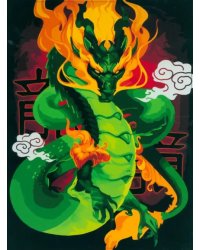 Картина по номерам с подрамником и гирляндой Японский дракон