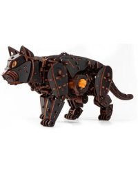 Сборная модель деревянная 3D Механический Черный Кот. Кошка