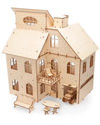 Сборная модель из дерева 3D Кукольный дом с лифтом