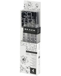Ручка гелевая Sketch&amp;Art UniWrite. Black, черная, 4 штуки