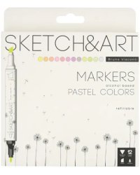 Набор двусторонних скетч-маркеров Sketch&amp;Art, 12 пастельных цветов
