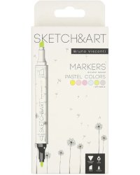 Набор двусторонних скетч-маркеров Sketch&amp;Art, 6 пастельных цветов