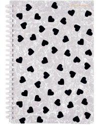 Тетрадь Black&amp;White. Сердечки, 60 листов, клетка, силиконовый гребень