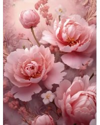 Алмазная мозаика Розовые цветы, с подрамником