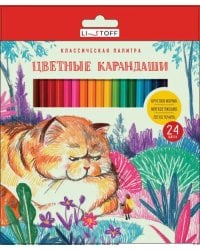 Карандаши цветные Рыжий кот, круглые, 24 цвета