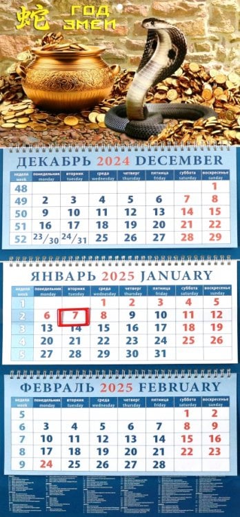 Календарь квартальный на 2025 год Год змеи