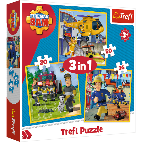 TREFL FIREMAN SAM Комплект пазлов 3в1 Пожарник Сэжм