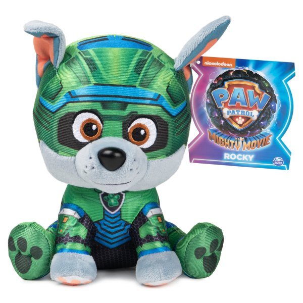 PAW PATROL Mighty Pups Movie Мягкая игрушка Рокки, 15 см