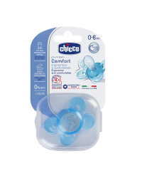 CHICCO Physioring силиконовая пустышка 0м+, голубая