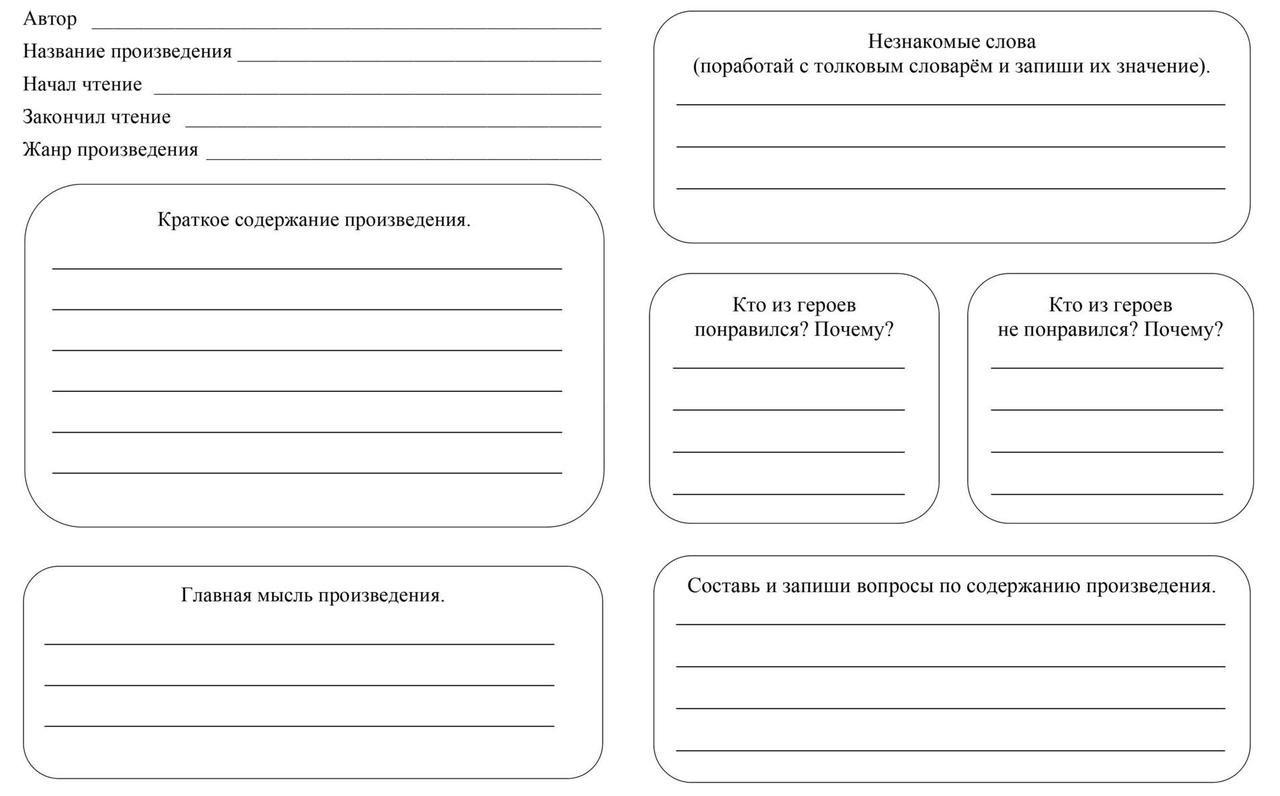 Читательский дневник. 1 класс. Программа 