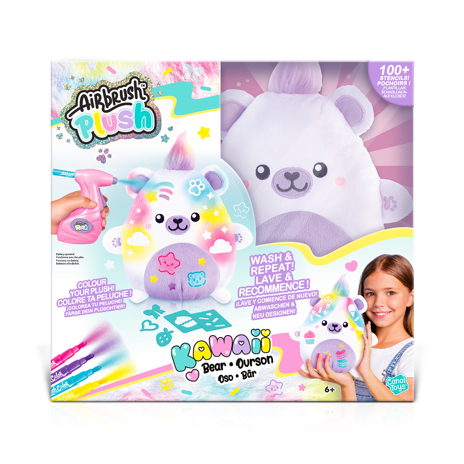 AIRBRUSH PLUSH игровой набор мягкая игрушка с аэрографом Kawaii Bear, 25 см